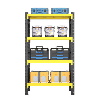 建功立业中型货架GY5234多层储物架置物架1200*600*2000mm承重200kg/层黑黄色