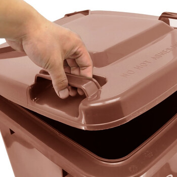 海斯迪克 120L户外大垃圾桶大号 户外环卫酒店厨房垃圾分类加厚大容量塑料室外物业 咖啡色湿垃圾 HK-363