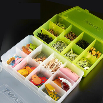 访客 FK 2个装零件盒9格带插片组合储物盒透明塑料收纳盒五金零件收纳盒白色