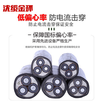 沈缆金环 ZR-YJLV22-8.7/15KV-3*95mm² 国标铝芯阻燃铠装高压电力电缆 1米