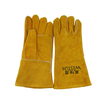 威仕盾（WESTUN）G-0393 35CM牛二层皮防火线电焊手套 金黄色 XL码 1副