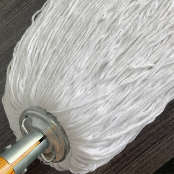 庄太太【棉纱铁头白色】不掉毛 木杆拖把棉纱线大堂老式墩布尘推拖布工厂物业吸水拖把