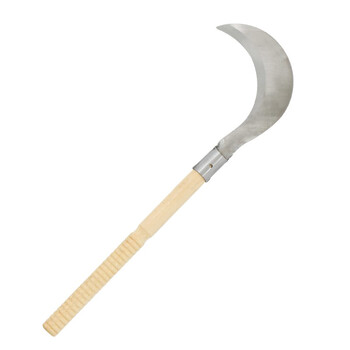 康丽雅 K-0285 木柄弯头镰刀 环卫绿化割草刀砍柴刀农用刀开荒刀 银色小号