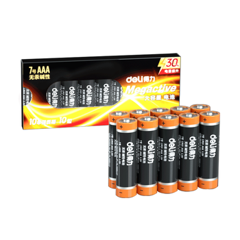 得力（deli）7号电池 碱性干电池10粒装 适用遥控器/体脂秤/血压计/计算器/无线鼠标/耳温枪/血糖仪等 18506