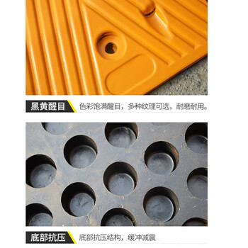 鼎红 橡胶减速带 乡村道路公路缓冲带地下车库坡道减速板人字形1000*340*40mm