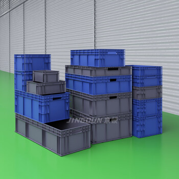 京顿 塑料周转箱 物流箱物料零件收纳盒整理箱 JDEUXL6433 蓝色600*400*330mm