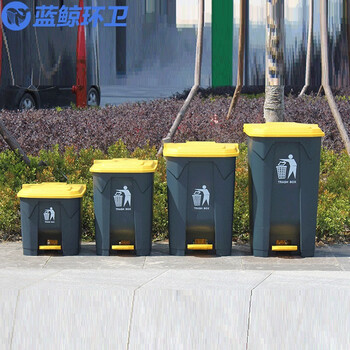  蓝鲸环卫 30升脚踏桶灰桶灰盖 垃圾桶商用大号脚踩脚踏式户外环卫带盖大容量桶LJHW-1002