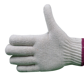 劳保佳 650g 线手套 结实耐磨搬运物流工地劳动防护纱线手套  白色红边 12双