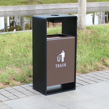 迪恩斯（DEANS）户外售楼部庭院垃圾桶大号公共场所室外果皮箱公园小区别墅园林商用垃圾箱 咖啡色镀锌喷塑