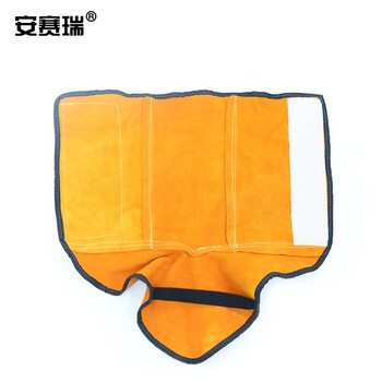 安赛瑞 电焊鞋套 牛皮护脚套护腿脚盖电焊工防烫 电焊工劳保防护脚套黄色长款均码 25624