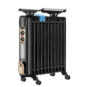 宽选工品 电热油汀取暖器 大功率3kw电暖器速热大面积对流加热器 黑+金9片