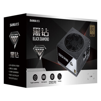 先马（SAMA）黑钻1000W 台式主机箱电源 80PLUS金牌认证/日系大电容/全模组/一键启停/支持4090/LLC