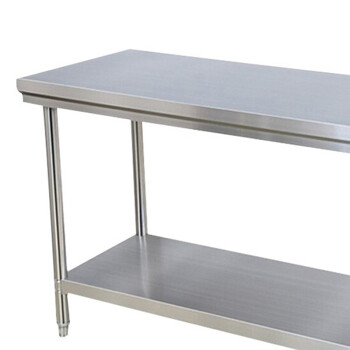稳斯坦 W5550 商用201不锈钢工作台 餐饮打包案板打荷台厨房操作台 100*80*80双层