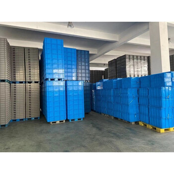 时通欧标EU箱汽配周转箱塑料收纳零件盒加厚物流箱养龟不带盖600*400*340mm蓝色全新料