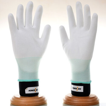 好员工 PU浸胶手套T501 防滑耐磨 乳胶挂胶半挂 胶皮工业劳保手套 100付M码