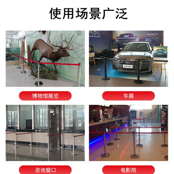 鼎红 一米线护栏 隔离带伸缩排队护栏银行酒店商场安全警戒围栏柱不锈钢原色3米线