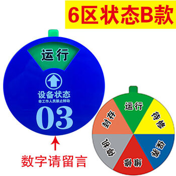 旷尔 机器设备状态标识牌 新编码号码磁吸式 数字标牌旋转亚克力运行管理制定【6区B款 24×24cm】