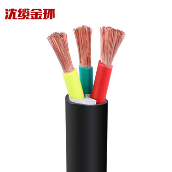 沈缆金环 ZR-RVVZ-0.6/1KV-3*6mm² 国标通信机房用阻燃软电缆 1米