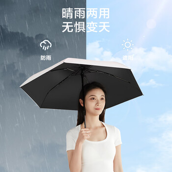 京东京造 小布丁Pro遮阳伞防晒防紫外线小巧便捷黑胶太阳伞卡片伞 渐变蓝