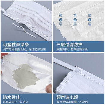 飞尔 防护口罩轻薄透气低呼吸阻力口罩系列泡泡纱耳带 多色组合装【黑+白+蓝】