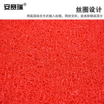 安赛瑞 PVC丝圈防滑走道垫 加厚加宽雨天防滑喷丝门垫 防尘迎宾红地毯 宽1.8长12m 12655