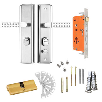 驼铃纵横 AQQJ0045 通用型防盗门把手门锁防盗门锁套装加厚手柄进户门拉手锁 整套锁【方体】