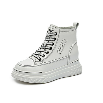 内增高小白鞋女高帮鞋松糕厚底秋季休闲鞋子女2021新款单鞋潮白色34