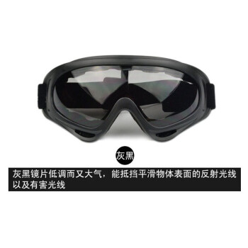 安小侠 防风眼镜 骑行护目镜骑行透明防尘防风镜黑色框灰黑镜片