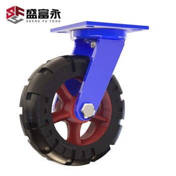 盛富永 超重型工业脚轮万向轮带刹车黑色重型橡胶推车脚轮 10寸刹车轮