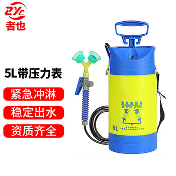 者也 紧急洗眼器实验室便携式移动洗眼器化工厂用 双口喷淋喷头 【带压力表】5L