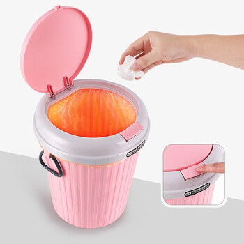 庄太太 卡其色16L两个 客厅卫生间带盖垃圾桶挂式办公室ZTT-9027