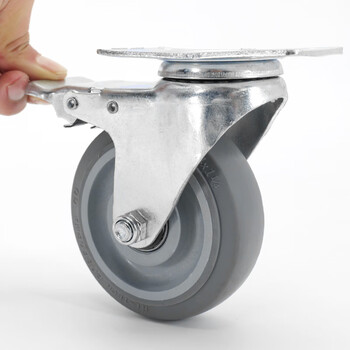 冰禹 BY-712 中型加厚脚轮 工业脚轮 推车轮子 灰色/蓝色随机发货  4寸刹车轮