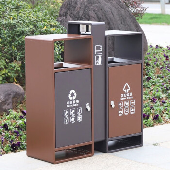 迪恩斯（DEANS）户外垃圾桶公园工业园区不锈钢两二分类环保市政垃圾箱室外小区街道广场大号果皮箱商用