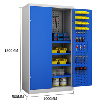 建功立业重型工具柜双开门零件柜多功能存放柜GY2721灰蓝色