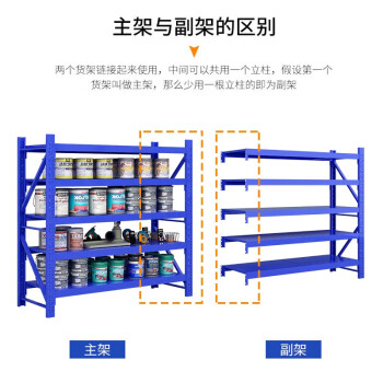 尚留鑫 货架400KG/层仓储置物架加厚重型储物架150*60*200cm五层蓝色