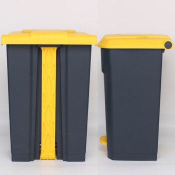 科力邦（Kelibang） 脚踏垃圾桶大号加厚87L户外环卫塑料垃圾桶带盖商用酒店办公分类垃圾桶翻盖KB1011 黄色