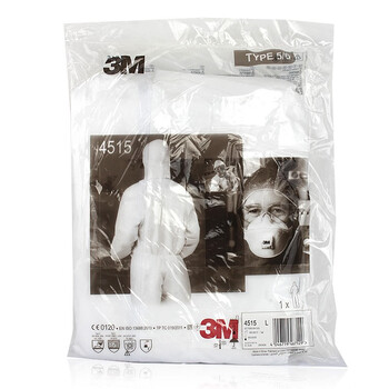 3M 4515白色带帽连体防护服车间防尘喷漆作业防颗粒透气防液体防化服 1件   XXL