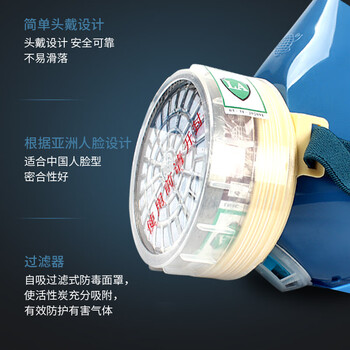 地球 2008 3号防毒面罩过滤盒防工业粉尘有害气体半面具 蓝 均码
