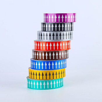 谐晟 国标管道标识贴 管道反光膜 流向导向指示标签箭头标贴不干胶贴 灰底黑箭头 5cm*20米