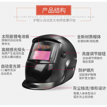 安小侠电焊面罩焊工焊接自动变光太阳能焊帽气保焊氩弧焊滤波面罩