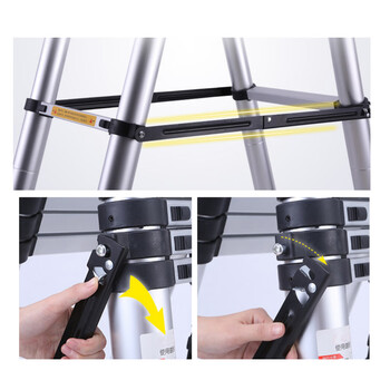 谋福9308伸缩梯子多功能梯折叠梯升降直梯加厚铝合金竹节梯子【加长直梯5米款配滑轮（电信推荐）】可定做