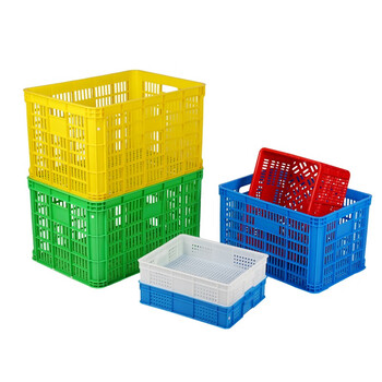 时通加厚塑料筐长方形水果蔬菜周转筐快递物流收纳框服装筐450*305*240mm周转筐B4