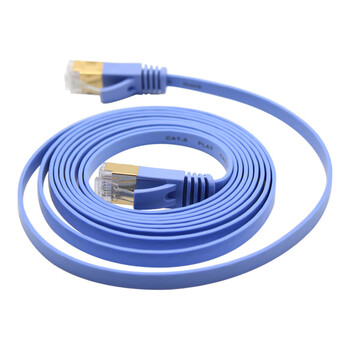 凌科朔(LINKSHIRE)六类扁平网线 CAT6类成品纯铜高速千兆镶金头网络连接线跳线 蓝色 5米