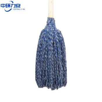 中环力安【加大圆头木杆黄花】木杆墩布纯棉线拧水拖把毛巾布条老式拖布保洁
