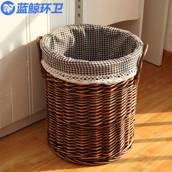 蓝鲸环卫 复古铁塔布大号口42高52 藤编脏衣篓玩具衣物收纳框LJHW-9065