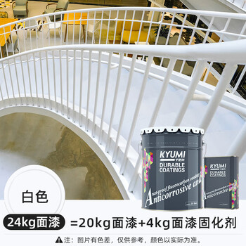 千居美 氟碳漆 金属漆防锈漆油漆涂料 钢铁铝塑管道栏杆翻新工业户外汽车镀锌防水防腐防晒漆 24KG 哑光白色