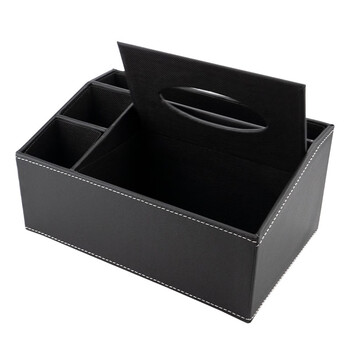 海斯迪克 HKY-269 酒店多功能皮革纸巾盒 客房遥控器抽纸收纳盒 黑色