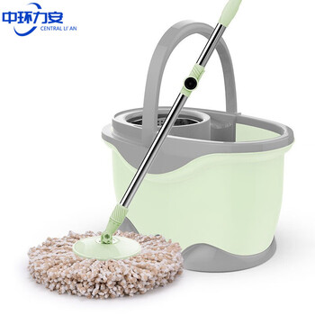 中环力安 【粉红色】拖把旋转免手洗墩布不锈钢托把