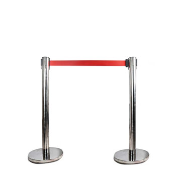 元汗098不锈钢一米线护栏杆 2米线 红色 伸缩隔离带安全警示柱银行排队警戒线