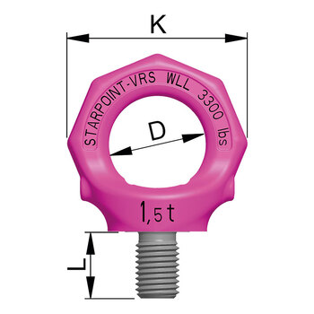 路德（RUD）螺栓型万向旋转吊环VRS-F-M12(带星型扳手)载荷0.75t